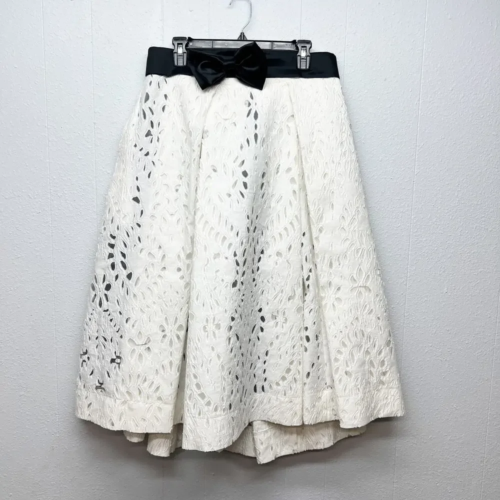 AZADEH Eyelet High Waisted Womens Midi Skirt Medium Play Festival Event Fairy